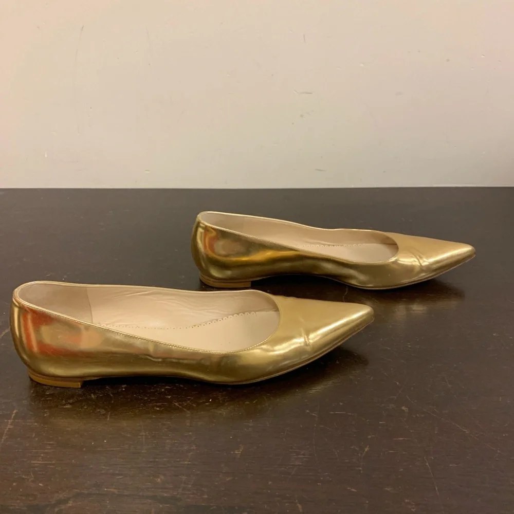 Oscar de La Renta gold flat shoe - Picture 2 of 7
